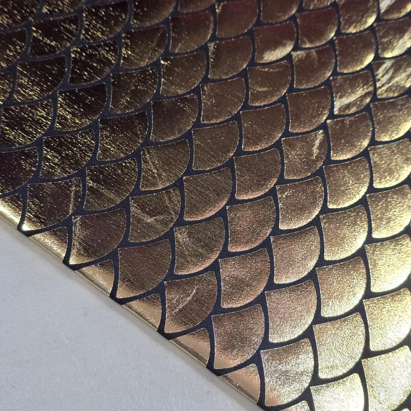 Gold Metallic Mermaid Scale ITY Stretch Foil Reptile Snake Skin Dance Costume Fabric 58" By The Meter