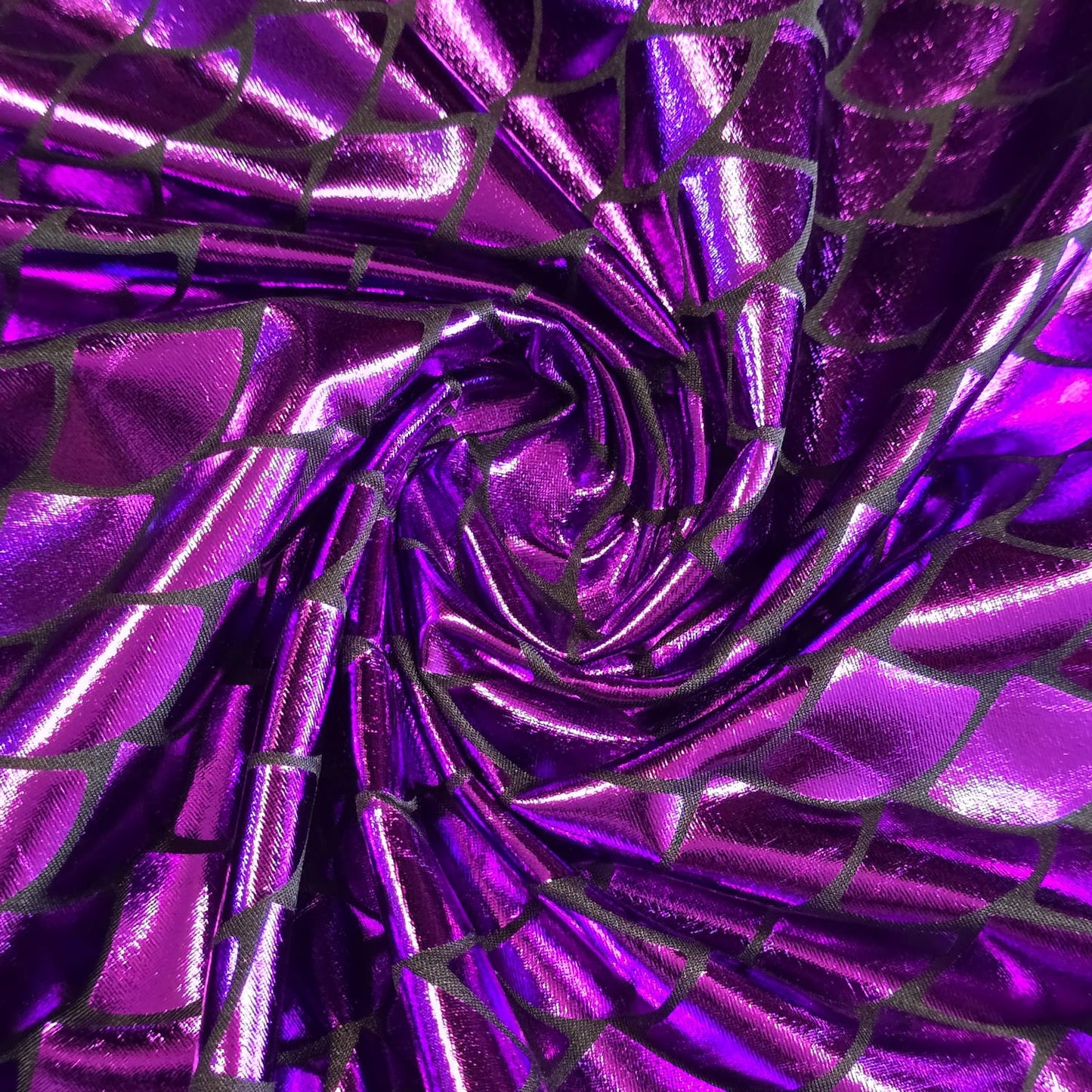 Purple Metallic Mermaid Scale ITY Stretch Foil Reptile Snake Skin Dance Costume Fabric 58" By The Meter