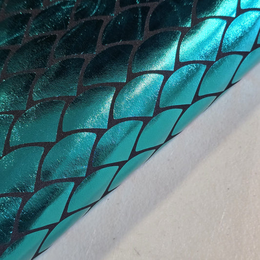 Jade Metallic Mermaid Scale ITY Stretch Foil Reptile Snake Skin Dance Costume Fabric 58" By The Meter