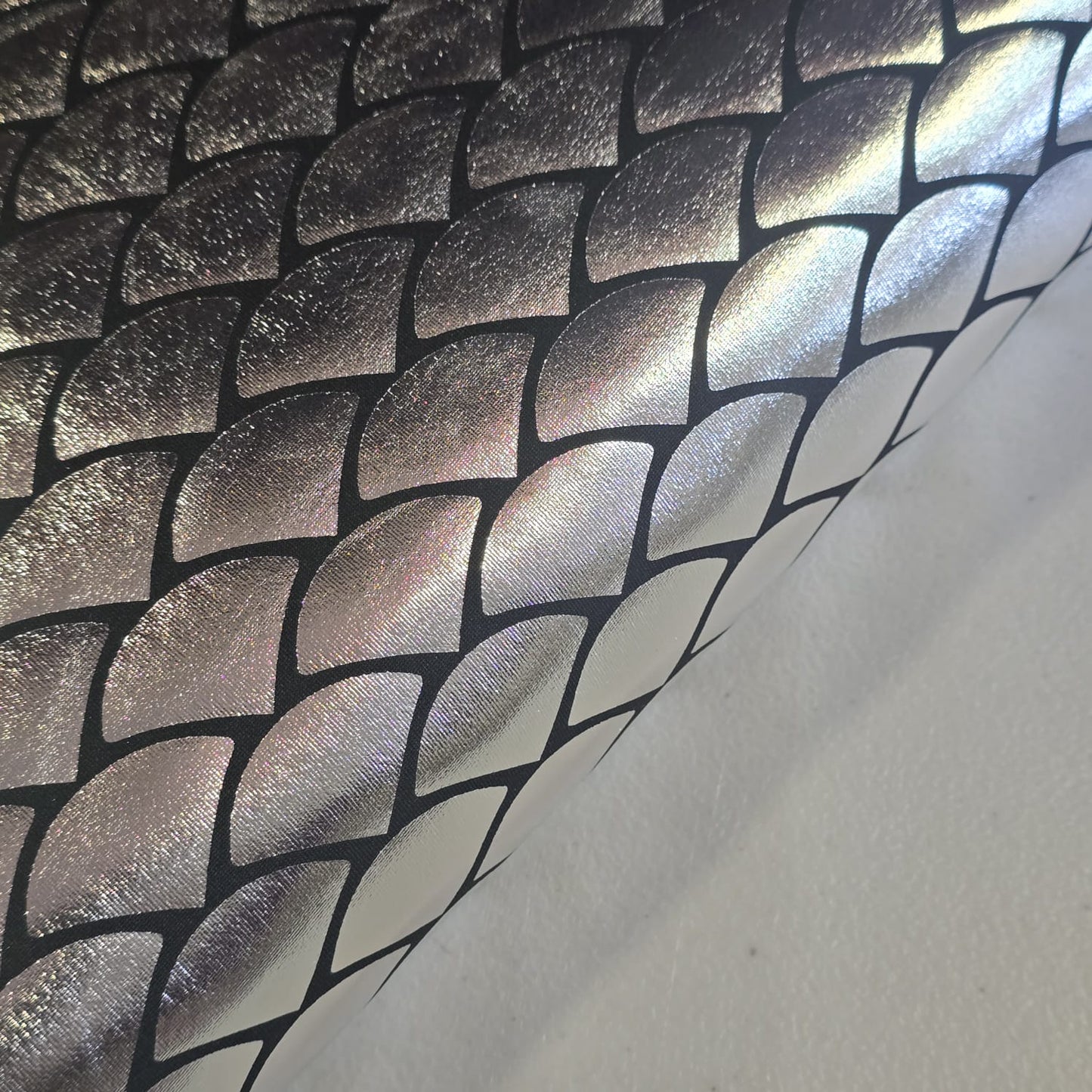 Silver Metallic Mermaid Scale ITY Stretch Foil Reptile Snake Skin Dance Costume Fabric 58" By The Meter