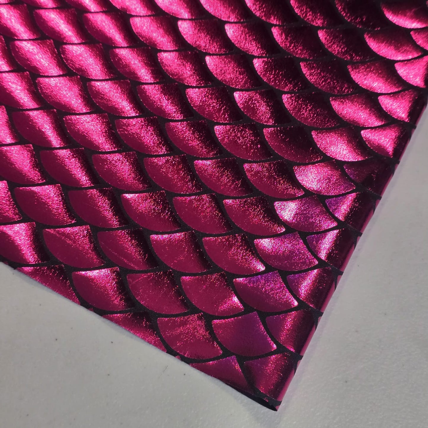 Cerise Metallic Mermaid Scale ITY Stretch Foil Reptile Snake Skin Dance Costume Fabric 58" By The Meter