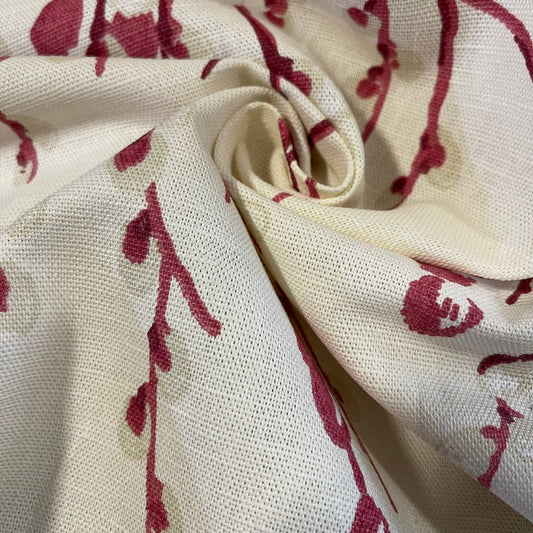Berry Trail Ivory / Red Laura Ashley Canvas Fabric Dressmaking Craft Material 150cm Wide By The Meter