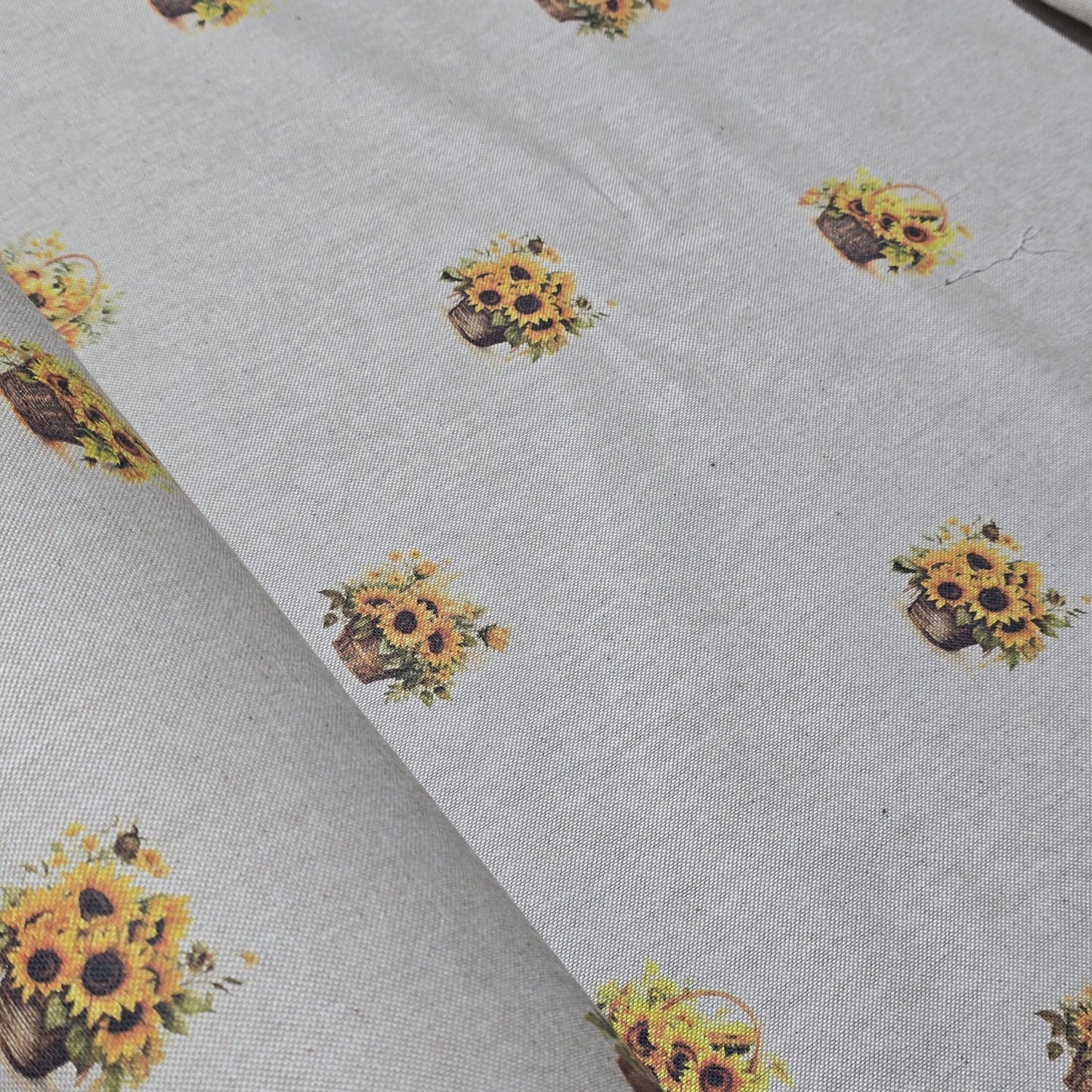 Sun Flower Panama Fabric and Cushion Panel Linen Look Farm Home Decor Material 58" Meter
