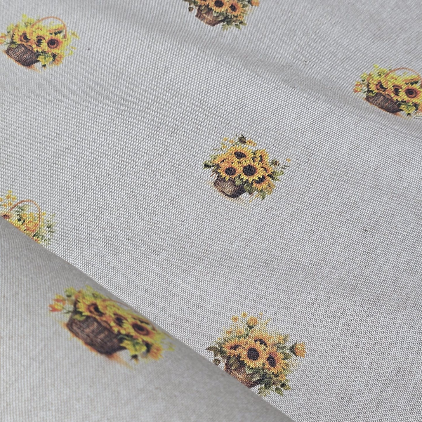 Sun Flower Panama Fabric and Cushion Panel Linen Look Farm Home Decor Material 58" Meter