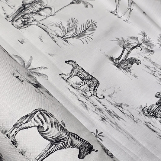 Slate Safari Panama Fabric and Cushion Panel Linen Look Farm Home Decor Material 58" Meter