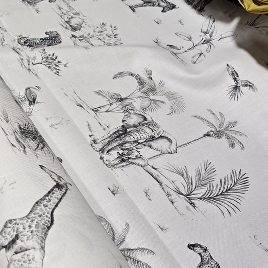 Slate Safari Panama Fabric and Cushion Panel Linen Look Farm Home Decor Material 58" Meter