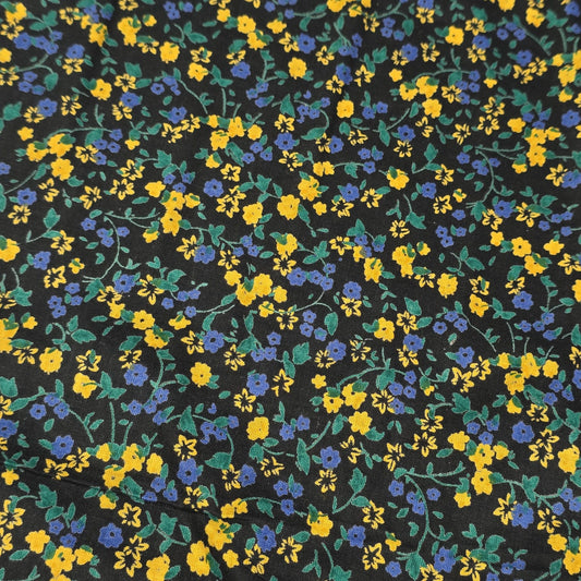 Black Ditsy Floral 100% Cotton Lawn Fabric Craft Quilting Patchwork Material By Meter 44"