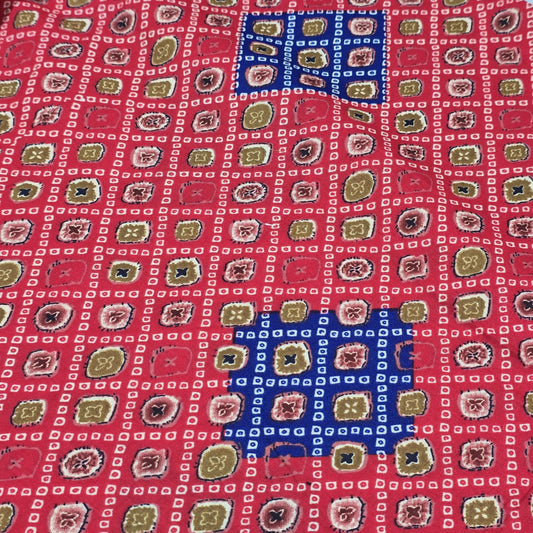 Red Rajasthani Bandhani Print 100% Cotton Lawn Fabric Craft Quilting Patchwork Material By Meter 44"