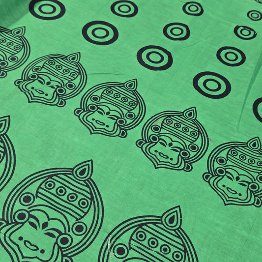 Green Kathak Dancer Print  Print 100% Cotton Lawn Fabric Craft Quilting Patchwork Material By Meter 44"