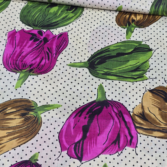Cerise Tulips 100% Cotton Lawn Fabric Craft Quilting Patchwork Material By Meter 44"