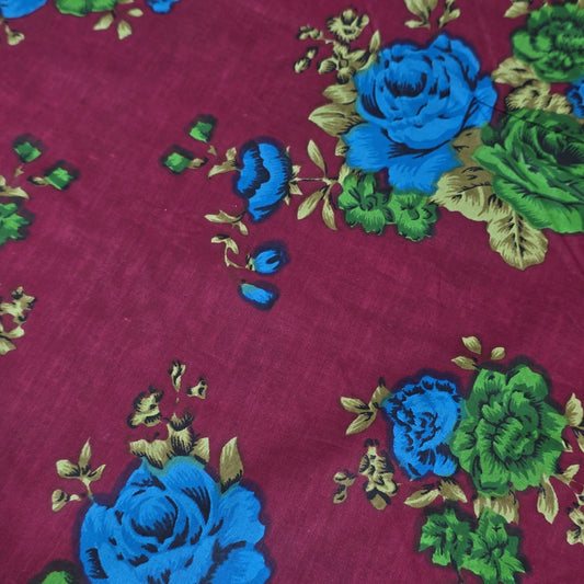 Red Floral 100% Cotton Lawn Fabric Craft Quilting Patchwork Material By Meter 44"