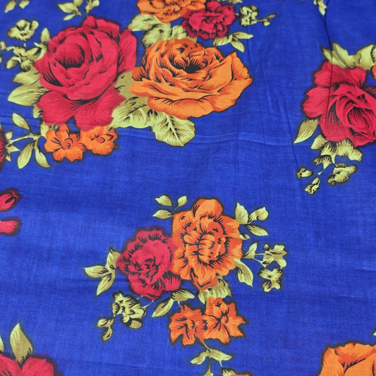 Blue Floral 100% Cotton Lawn Fabric Craft Quilting Patchwork Material By Meter 44"