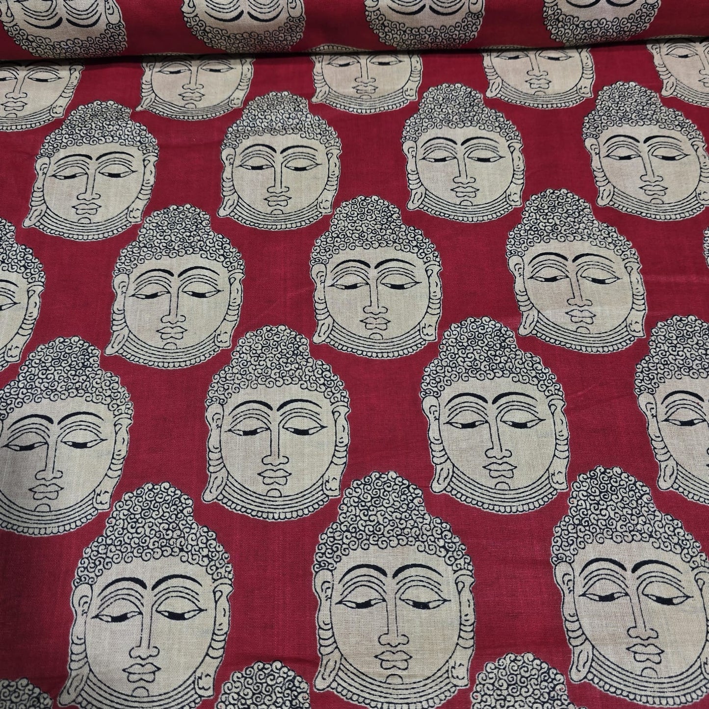 Red Buddha 100% Cotton Lawn Fabric Craft Quilting Patchwork Material By Meter 44"