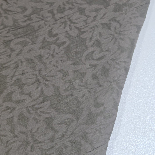 Khaki Floral 100% Cotton Crush Fabric Crinkle Craft Dress Costume Material 50 " By The Meter