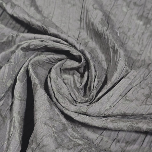 Khaki Floral 100% Cotton Crush Fabric Crinkle Craft Dress Costume Material 50 " By The Meter