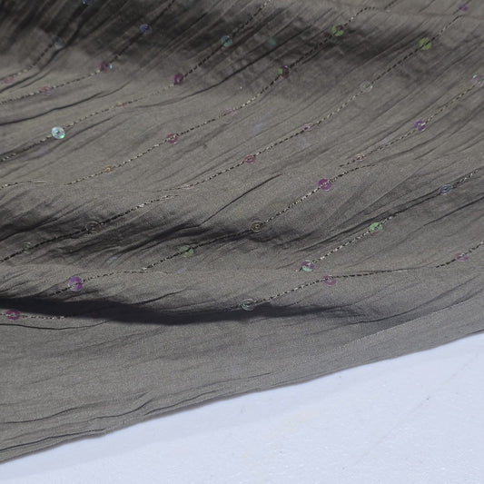 Khaki Sequin 100% Cotton Crush Fabric Crinkle Craft Dress Costume Material 50 " By The Meter