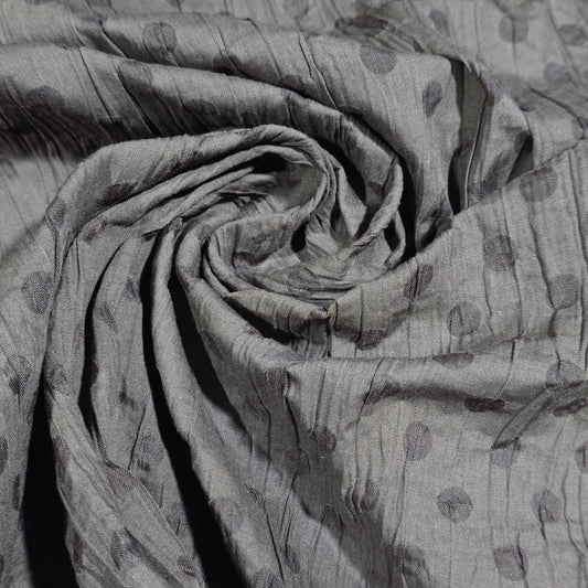 Brown Polka 100% Cotton Crush Fabric Crinkle Craft Dress Costume Material 50 " By The Meter