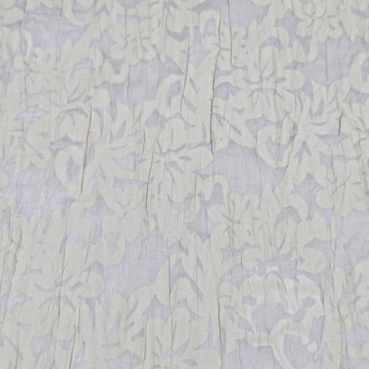 Beige Floral 100% Cotton Crush Fabric Crinkle Craft Dress Costume Material 50 " By The Meter