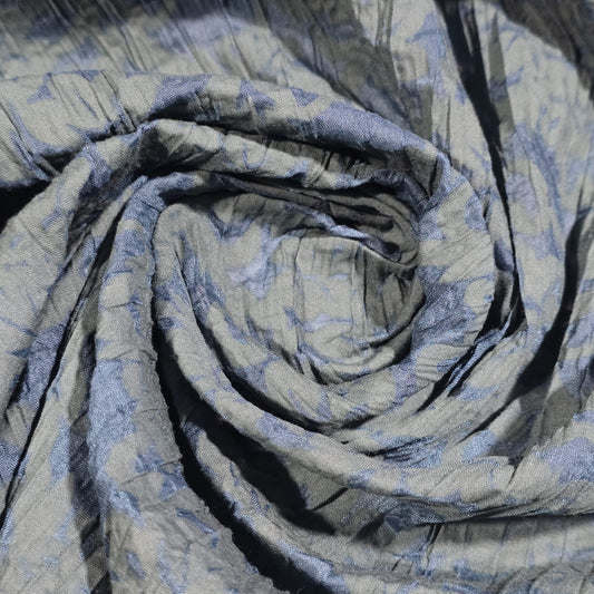 Peacock Floral 100% Cotton Crush Fabric Crinkle Craft Dress Costume Material 50 " By The Meter