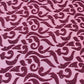 Wine Floral Velvet Velour Stud Embellished Devore Fabric Burnout Dress Craft Material 58" By The Meter