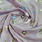 Lilac Lavender Pastel Floral Embroidered Cotton Silk Fabric – Soft Lightweight Designer Dress Material 44" By The Meter