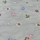 Mint Green Pastel Floral Embroidered Cotton Silk Fabric – Soft Lightweight Designer Dress Material 44" By The Meter