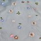 Sky Blue Pastel Floral Embroidered Cotton Silk Fabric – Soft Lightweight Designer Dress Material 44" By The Meter