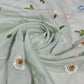 Mint Green Pastel Floral Embroidered Cotton Silk Fabric – Soft Lightweight Designer Dress Material 44" By The Meter
