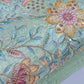 Sage Green Organza Floral Position Print Embroidery Fabric 44"  – Premium Designer Dress & Craft Material by Meter