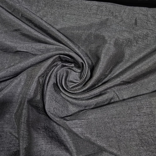 Black Premium Embroidered Faux Silk Fabric – Designer Floral & Paisley Pattern Luxury Dress Material by Meter