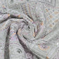 Sage Designer Tribal Embroidered Silk Fabric – Premium Ethnic Patchwork Pattern Dress Material by Meter