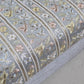 Silver Premium Floral Embroidered Sequin Silk Fabric – Designer Stripe Pattern Dress Material by Meter