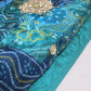 Turquoise Bandhani Print Organza Fabric with Plain Silk Fabric Indian Dress Saree Craft Material 44" By the Meter