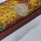 Brown Bandhani Print Organza Fabric with Plain Silk Fabric Indian Dress Saree Craft Material 44" By the Meter