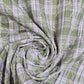 Olive Green Plaid Embroidery 100% Cotton Crush Fabric Crinkle Craft Dress Costume Material 50 " By The Meter
