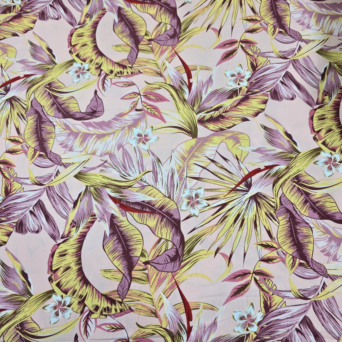 Tropical Floral Viscose Challis Print Fabric 58" By The Meter – Soft Lightweight Botanical Fabric