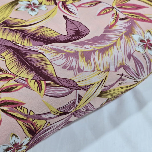 Tropical Floral Viscose Challis Print Fabric 58" By The Meter – Soft Lightweight Botanical Fabric