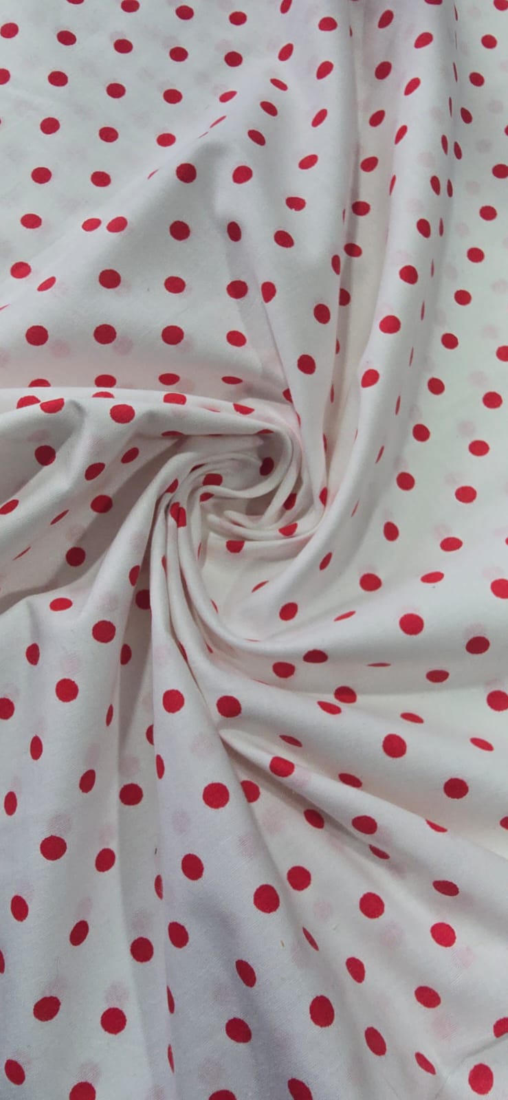 White Red Polka Dot 100% Cotton Poplin Material Dress Craft Costume Fabric 44" By Meter
