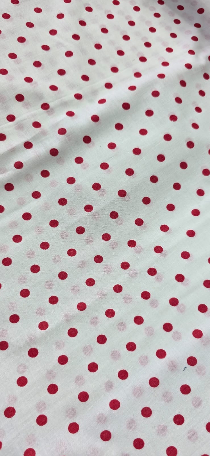 White Red Polka Dot 100% Cotton Poplin Material Dress Craft Costume Fabric 44" By Meter