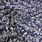 Navy Blue Botanical Vine Floral Viscose Challis Fabric 58" By The Meter Soft Lightweight Material