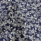 Navy Blue Botanical Vine Floral Viscose Challis Fabric 58" By The Meter Soft Lightweight Material