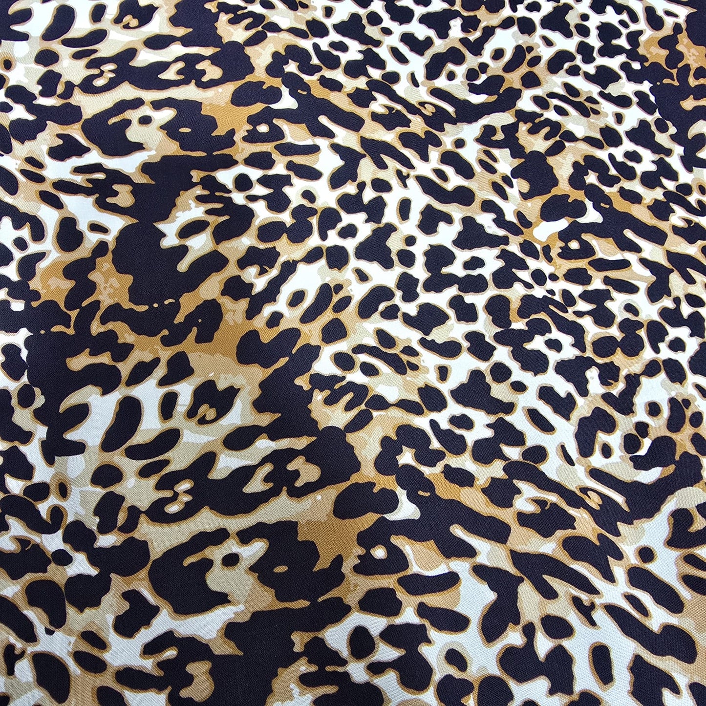 Camel Gold Classic Leopard Print Viscose Challis Fabric 58" By The Meter Soft Lightweight Material