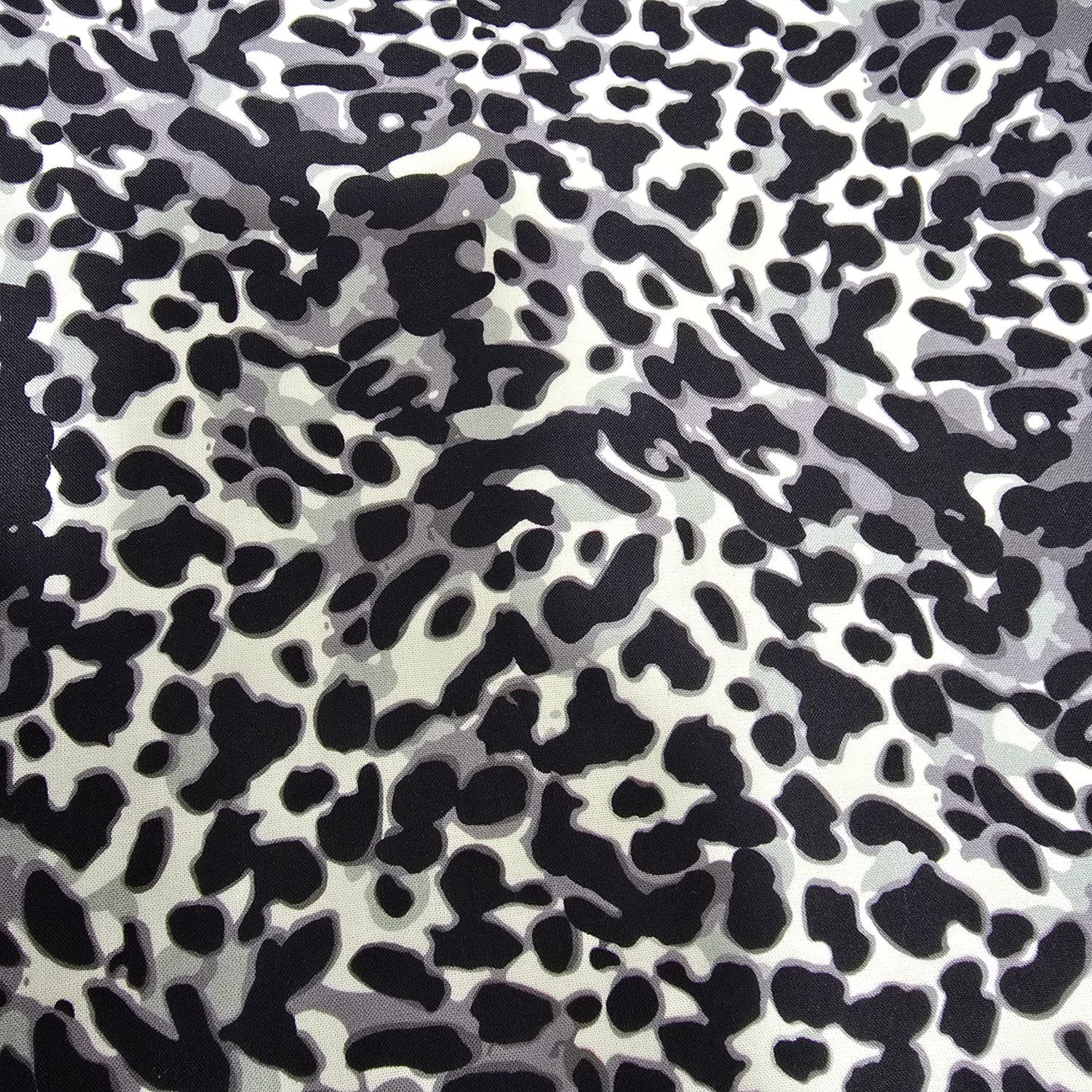 Grey Monochrome Classic Leopard Print Viscose Challis Fabric 58" By The Meter Soft Lightweight Material