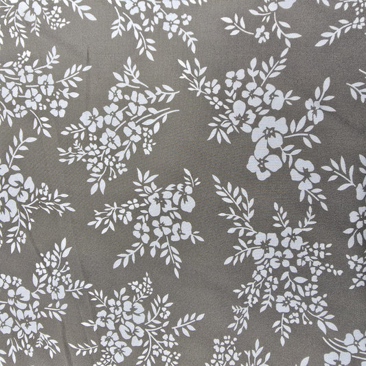 Sage Taupe Vintage Blossom Bouquet Floral Viscose Challis Print Fabric 58" By The Meter Soft Lightweight Material