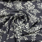 Black Vintage Blossom Bouquet Floral Viscose Challis Print Fabric 58" By The Meter Soft Lightweight Material