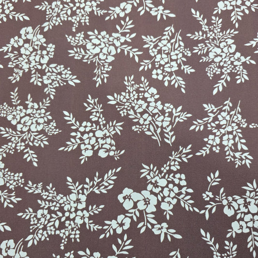 Berry Rose Vintage Blossom Bouquet Floral Viscose Challis Print Fabric 58" By The Meter Soft Lightweight Material