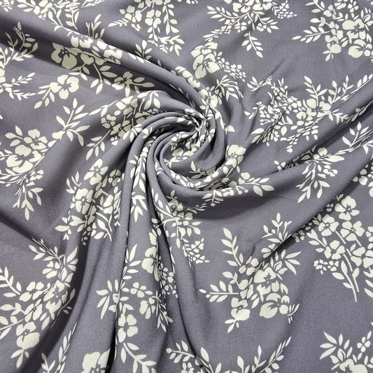 Lavender Vintage Blossom Bouquet Floral Viscose Challis Print Fabric 58" By The Meter Soft Lightweight Material