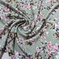 Sage Green Rose Garden Floral Mix & Match Viscose Challis Print & Plain Fabric 58" By The Meter – Soft Lightweight Fabric