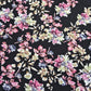 Black Rose Garden Floral Mix & Match Viscose Challis Print & Plain Fabric 58" By The Meter – Soft Lightweight Fabric