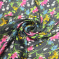 Black Floral Garden Yoryu Crinkle Satin Fabric – 58" Wide By The Meter